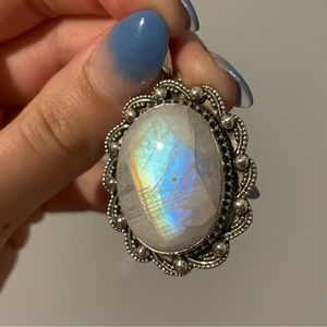 925 Sterling Silver Rainbow Moonstone Pendant
